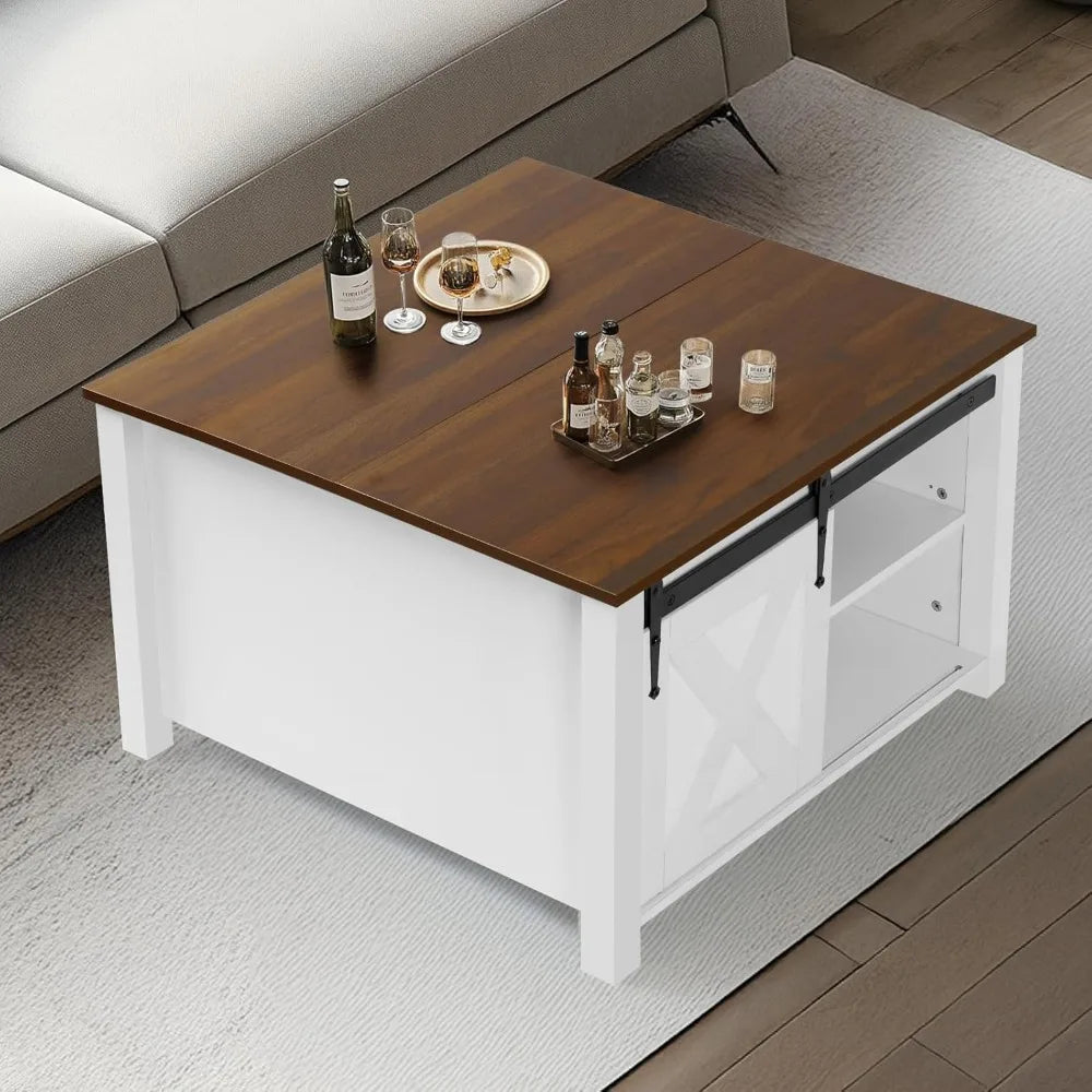 31.5" table for living room, lift top coffee table with storage, farmhouse small living room, multifunctional.