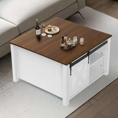31.5" table for living room, lift top coffee table with storage, farmhouse small living room, multifunctional.