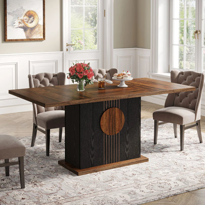 55" Rectangular Dining Table for 4 to 6 People, Farmhouse Wood Dinner Table for Kitchen, Dining Room & Living Room