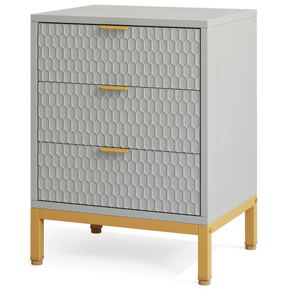 Nightstand, 65.5 cm Tall Bedside Table with 3 Drawers, Contemporary End Side Table with Storage
