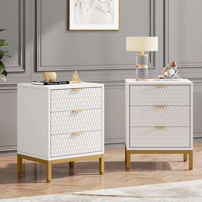 Nightstand, 65.5 cm Tall Bedside Table with 3 Drawers, Contemporary End Side Table with Storage