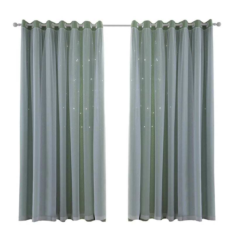 2-40x84in Panels Stars Curtains Blackout Curtains for Bedroom/Living room.