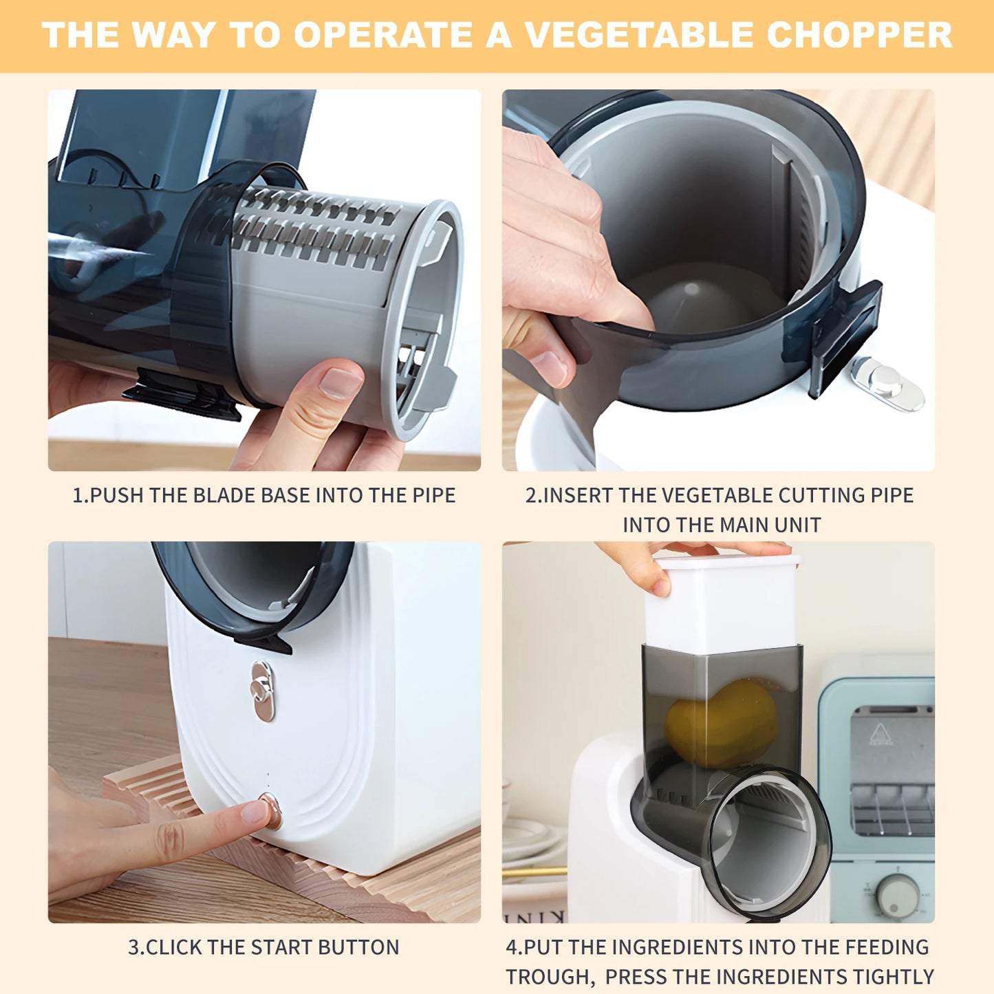 Electric Cheese Grater,Vegetable Slicer, Salad Maker, Fruit Cutter, Food Processor Spiralizer