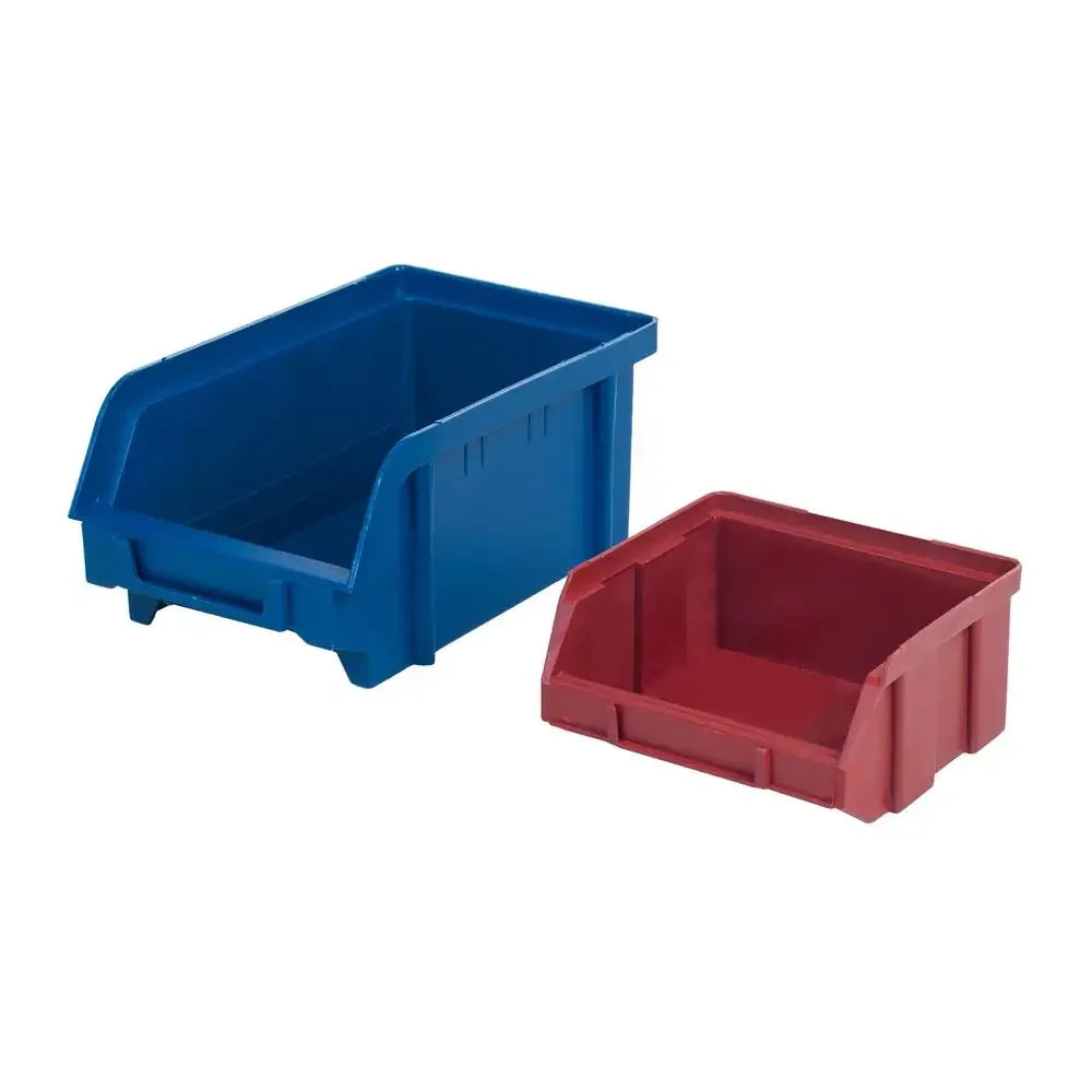 Garage Storage Bins Wall Mount Tool Organizer Bins Kit Red Blue Plastic Shelf Bin Box