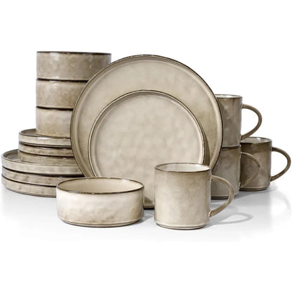 Ceramic Stoneware Plates and Bowls Set