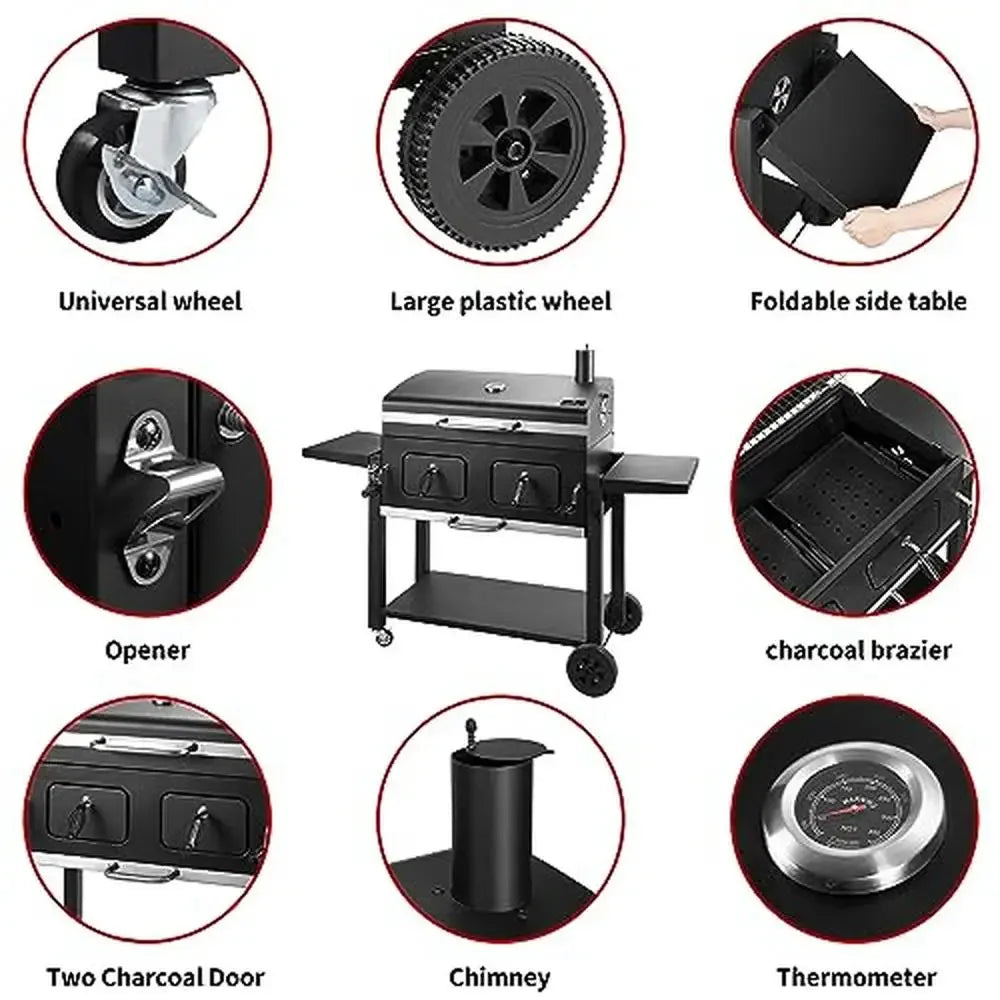 Outdoor Charcoal Grill and BBQ Smoker