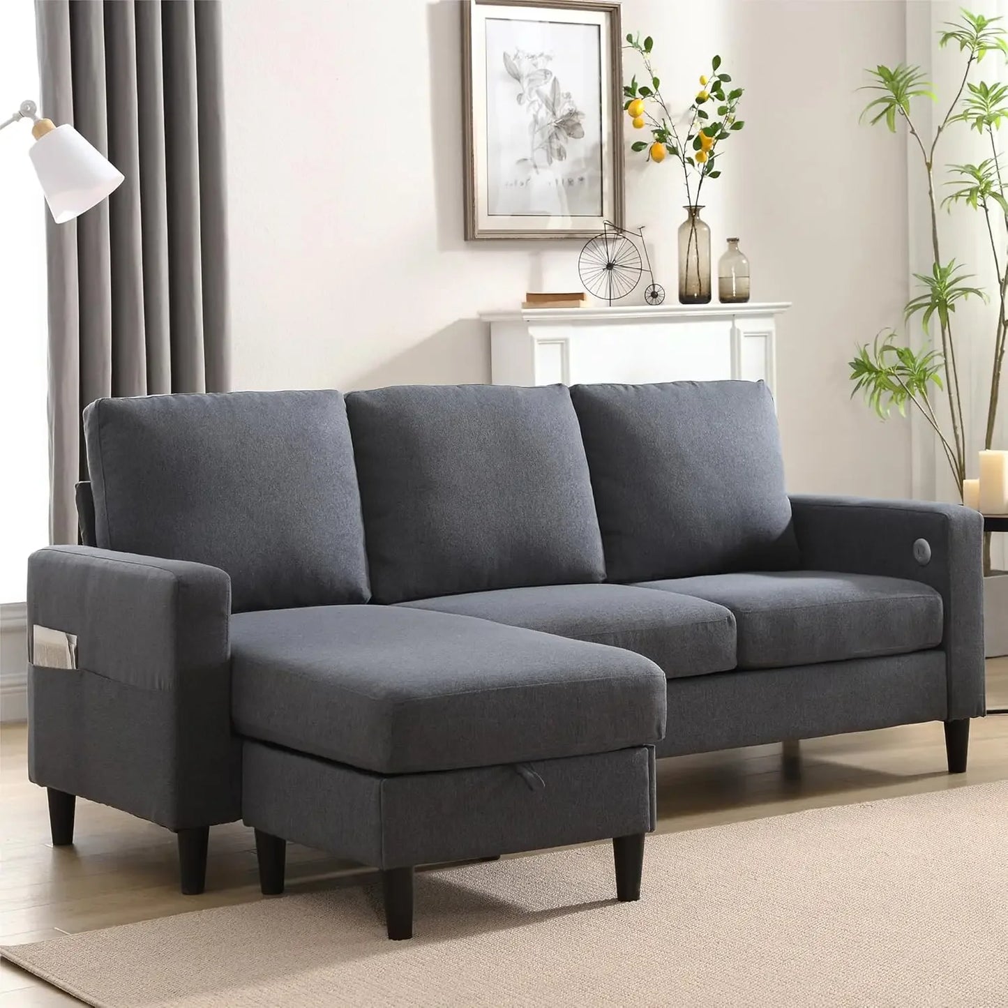 Convertible L-Shaped  Sectional Couche for Living Room