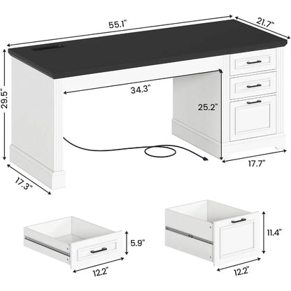 Farmhouse Computer Desk with 3 Drawers