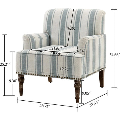 Stripe Accent Chairs Set of 2, Living Room Arm Chair Modern Nailhead Trim