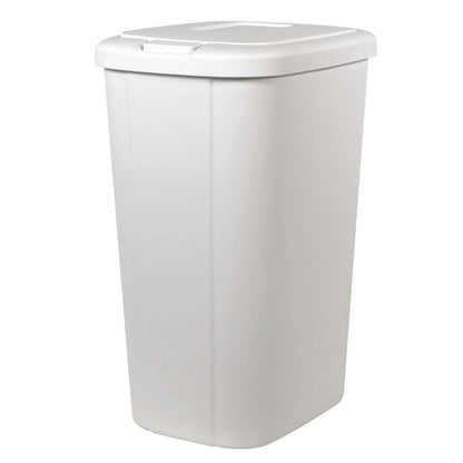 White 13.3 Gallon Plastic Touch Top Kitchen Trash Can