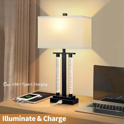 Modern Table Lamps Set of 2,  3 Way Lighting Modes Bedside Table Lamps for Bedroom