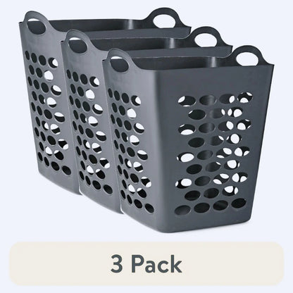 3-Pack 20" Black 2 Bushel Laundry Baskets for Everyday Home Organization