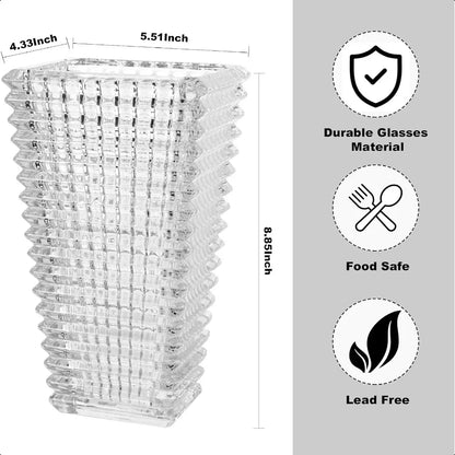 Vase Large Clear  Crystal Glass Vase for Flowers Modern Flower Vases Luxury Home Table Flower Decor Glass Vases for Living Room