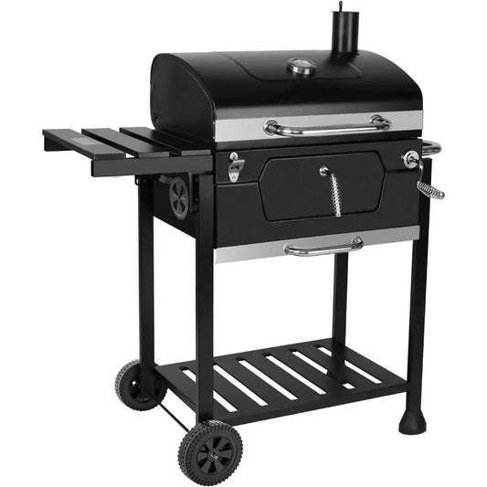 Grill 24-Inch Charcoal with Foldable Side Table, 490 Square Inches Heavy-duty BBQ Grill
