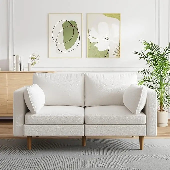 64" Loveseat Sofa Couch, Comfy  Couch with Extra Deep Seats, Fabric Upholstered