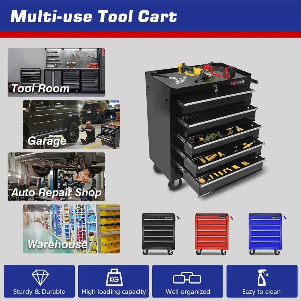 5-Drawer Steel Rolling Tool Box