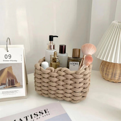 Small Storage Basket, Mini Basket, Cute Small Cotton Rope Woven Basket
