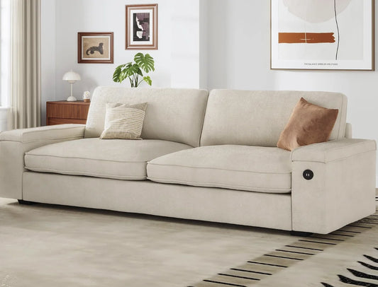 Sofas Couches for Living Room, Comfy Couch with Extra Deep Seats, Oversized Loveseat Sofa with Storage and 2 USB Chargin