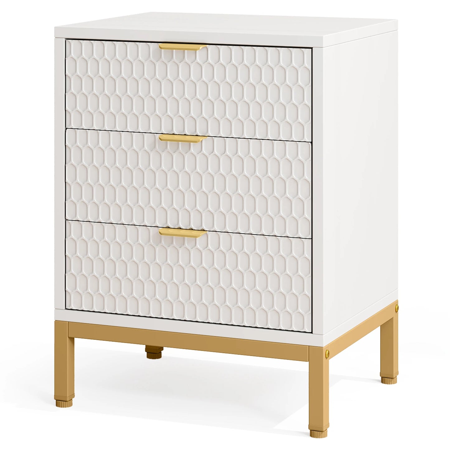 Nightstand, 65.5 cm Tall Bedside Table with 3 Drawers, Contemporary End Side Table with Storage