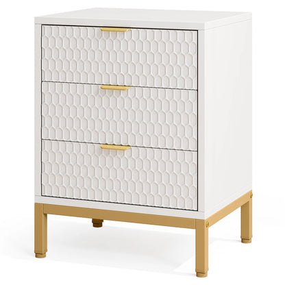 Nightstand, 65.5 cm Tall Bedside Table with 3 Drawers, Contemporary End Side Table with Storage