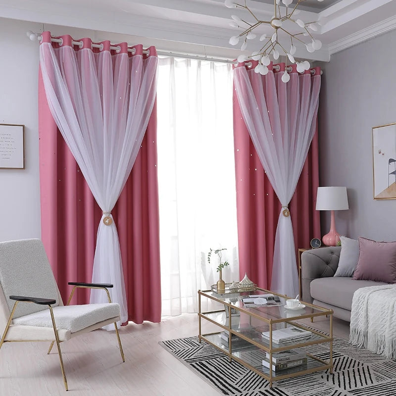 2-40x84in Panels Stars Curtains Blackout Curtains for Bedroom/Living room.