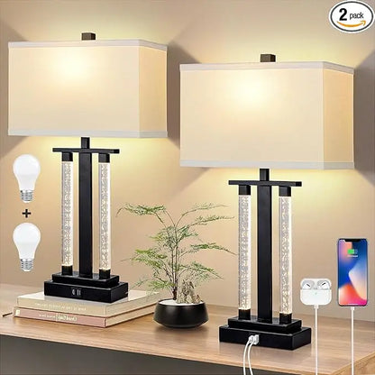 Modern Table Lamps Set of 2,  3 Way Lighting Modes Bedside Table Lamps for Bedroom