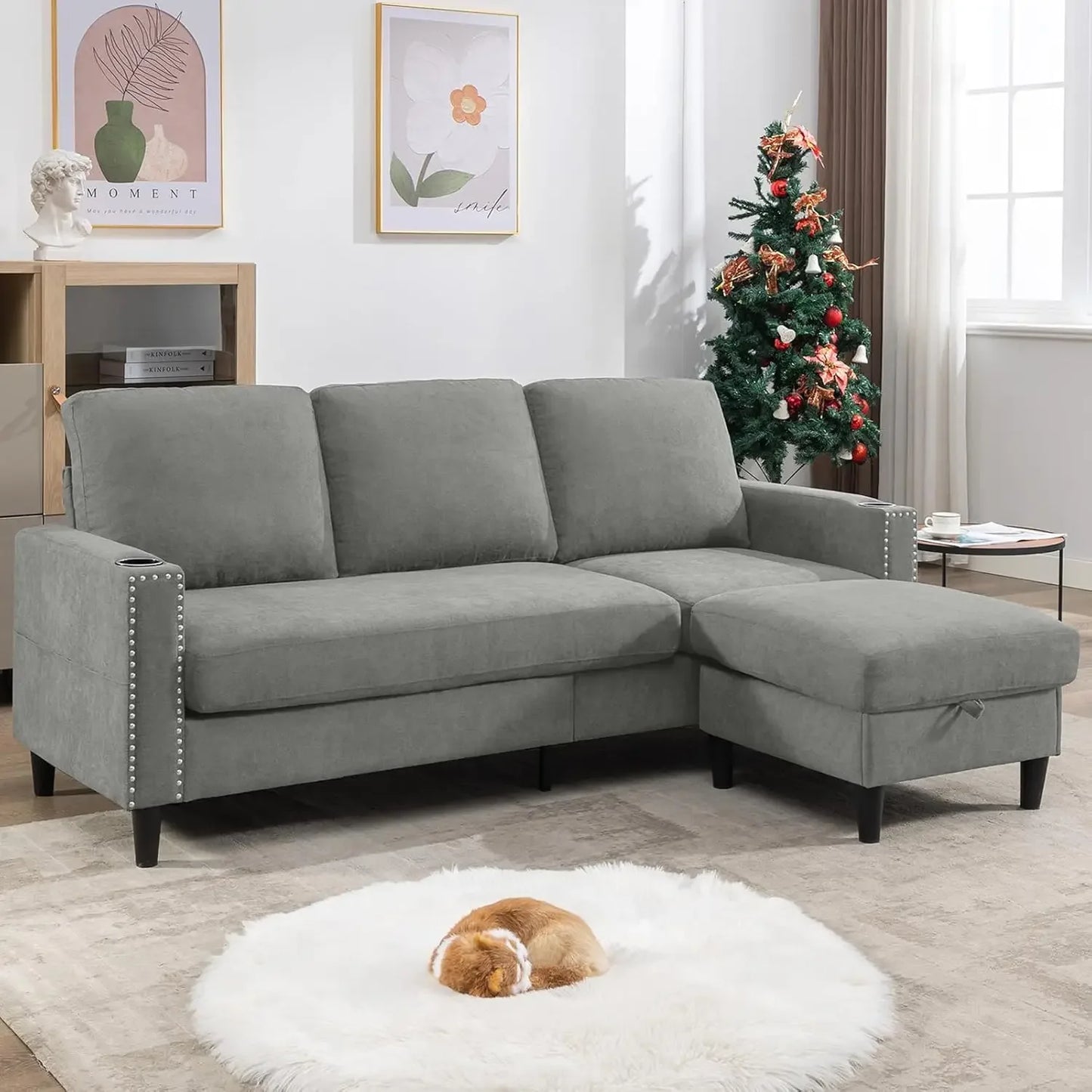 Convertible L-Shaped  Sectional Couche for Living Room