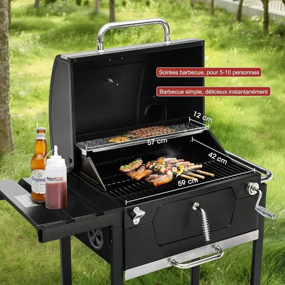 Grill 24-Inch Charcoal with Foldable Side Table, 490 Square Inches Heavy-duty BBQ Grill