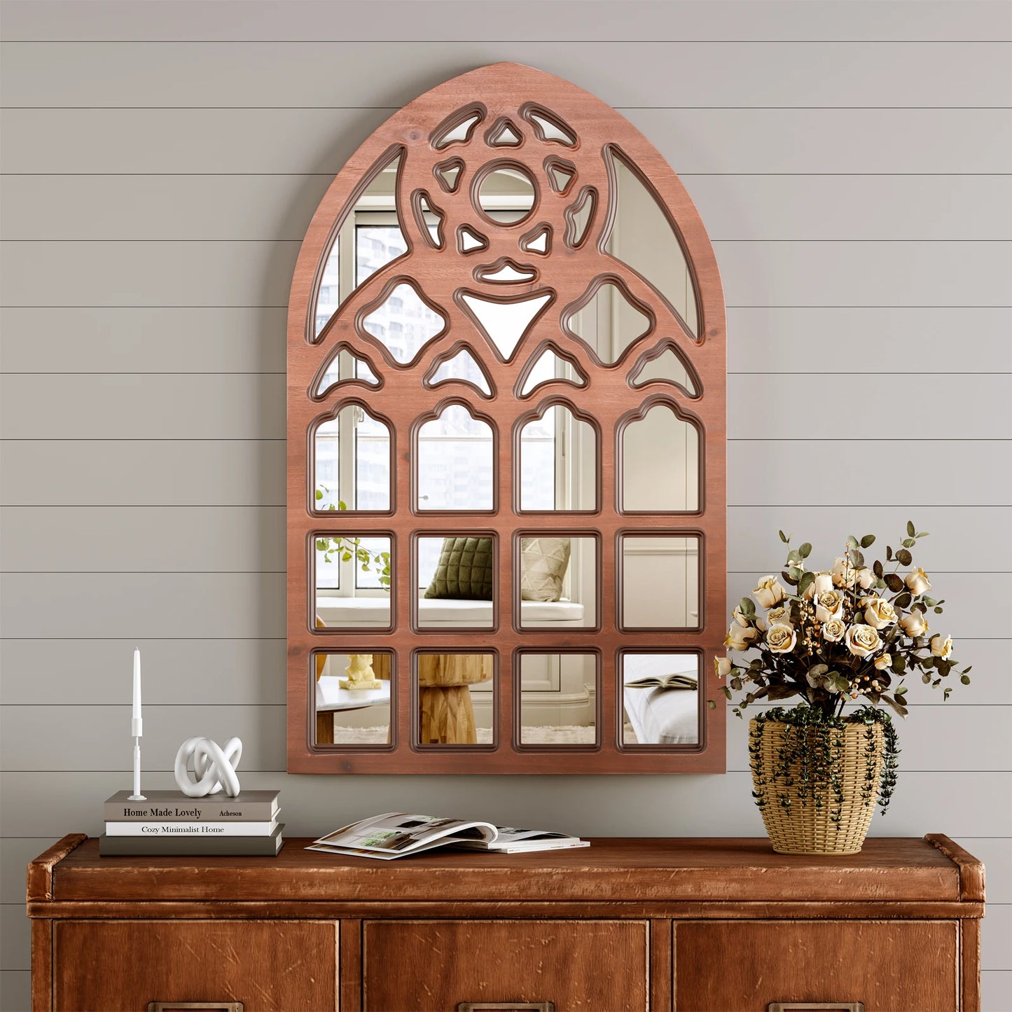 Decorative with Wood Framed,Large Retro Farmhouse Mirrors for Kitchen, Entryway ,Living Room