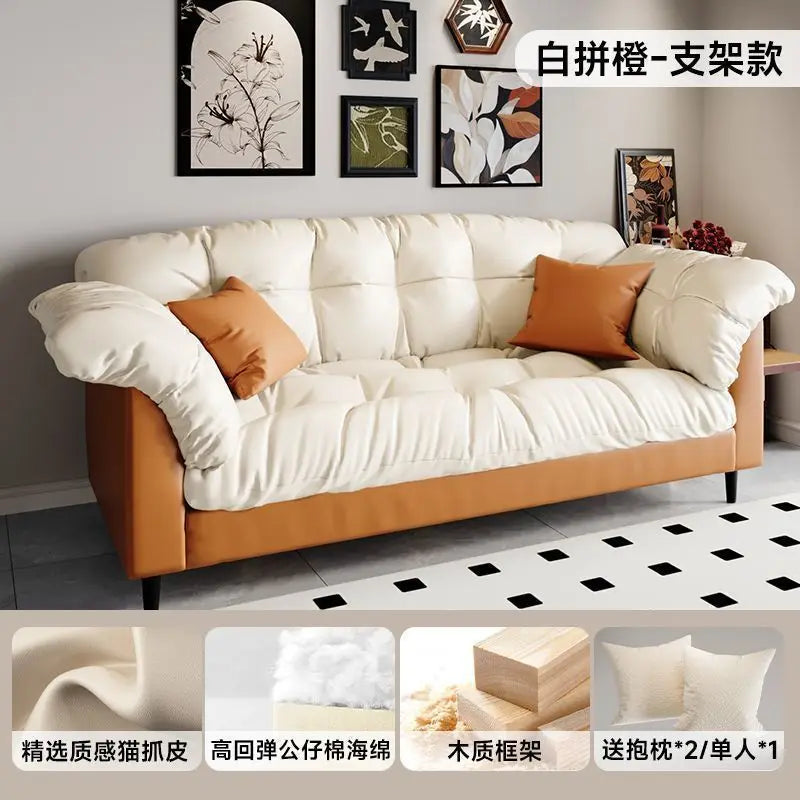 Modern Cloud Loveseat Sofa Plush 2-Seater Couch with Pillow Armrests for Small Spaces Living Room Bedroom Dorm Compact Design