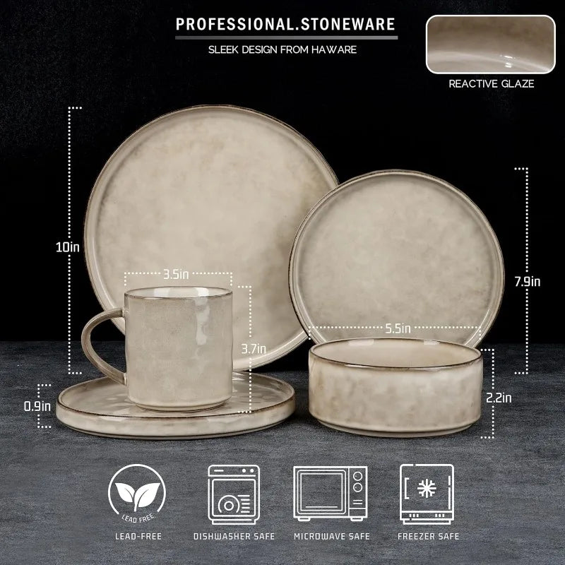 Ceramic Stoneware Plates and Bowls Set