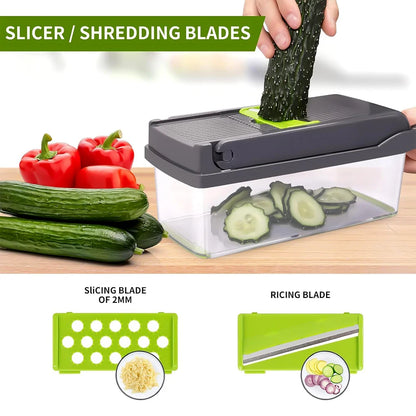 14 in 1 Multifunctional Vegetable Onion Manual Chopper, Food Kitchen Potato Cut Shredder Slicer Kitchen Gadget